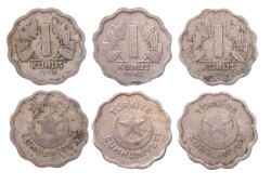 1939/42/44 Yılları Papatya 1 Kuruş Lotu (3 Adet) TCM3356 - Gökçekoleksiyon