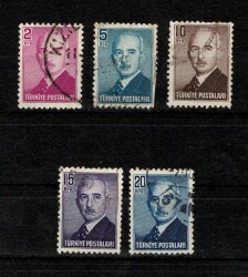 1940-1943 İsmet İnönü Portreli Sürekli Seri 5 Adet Karışık Pul Lotu - MNH PPT2611 - Gökçekoleksiyon