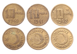 1940/41/41 Yılları 10 Para Lotu (3 Adet) TCM3357 - Gökçekoleksiyon