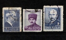 1940's İsmet İnönü Damgalı 3 Adet Pul PPT2614 - Gökçekoleksiyon