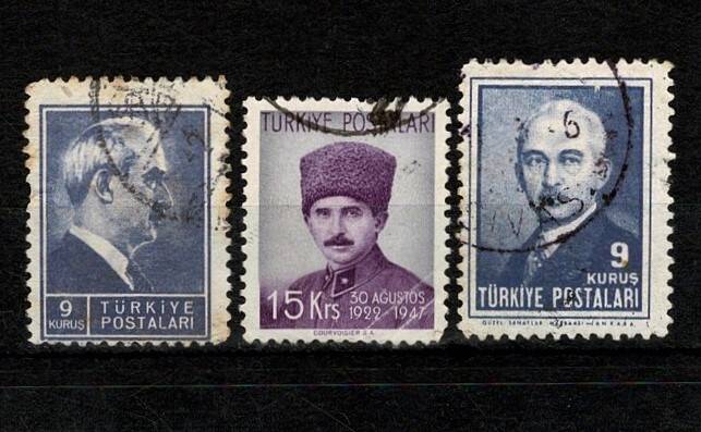 1940's İsmet İnönü Damgalı 3 Adet Pul PPT2614 - 1