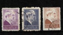 1942-43 Birinci İnönü Serisi Posta Pulları Damgalı 3 Adet PPT2612 - Gökçekoleksiyon