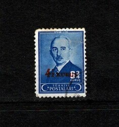 1943 - 4/2 Kuruş Sürşarjlı Posta Pulu İsmet İnönü PPT2613 - Gökçekoleksiyon