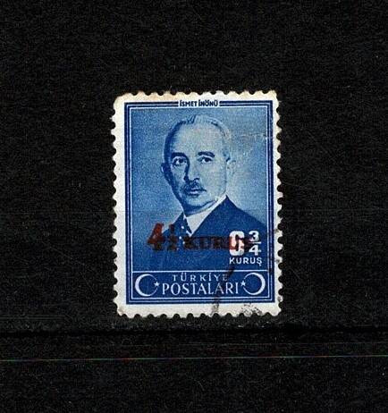 1943 - 4/2 Kuruş Sürşarjlı Posta Pulu İsmet İnönü PPT2613 - 1