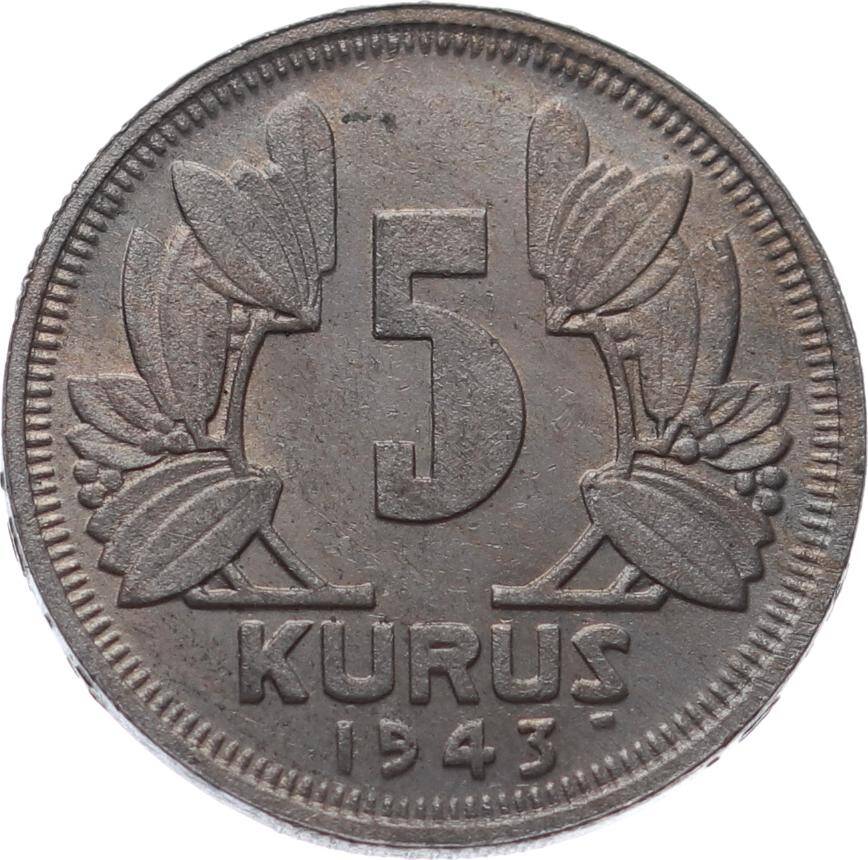 1943 5 Kuruş ÇİL TCM3045 - 1