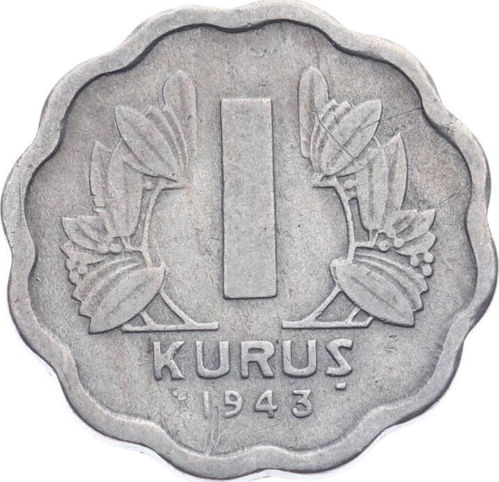 1943 Yılı 1 Kuruş ÇT+ TCM3106 - 1