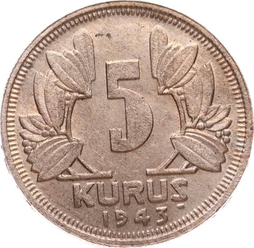 1943 Yılı 5 Kuruş - ÇİL TCM3241 - 5