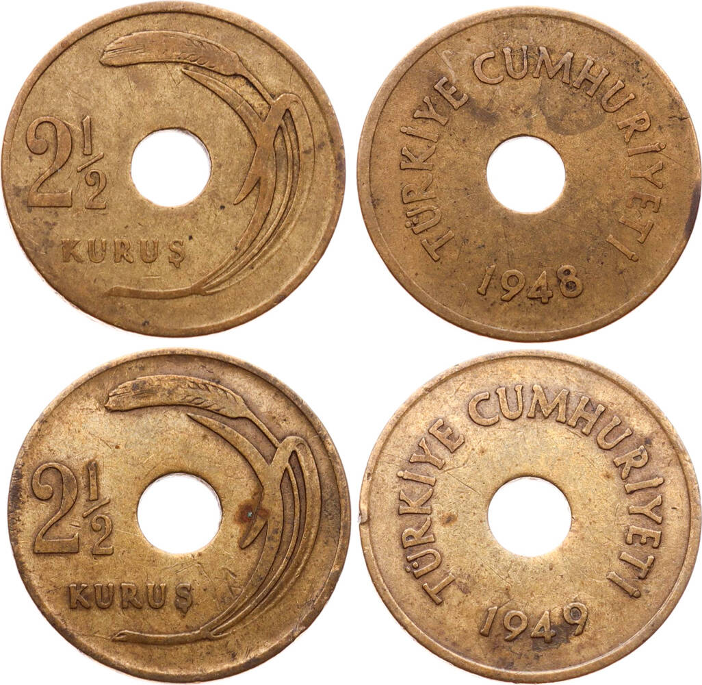 1948-49 Yılları 2½ Kuruş - Temiz+ TCM3166 - 1