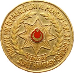 1948 - Türkiye Polis Emeklileri ve Mensupları Sosyal Yardımlaşma Derneği Altın Şeref Madalyası TCH1452 1500 - 1