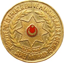 1948 - Türkiye Polis Emeklileri ve Mensupları Sosyal Yardımlaşma Derneği Altın Şeref Madalyası TCH1452 1500 - 1