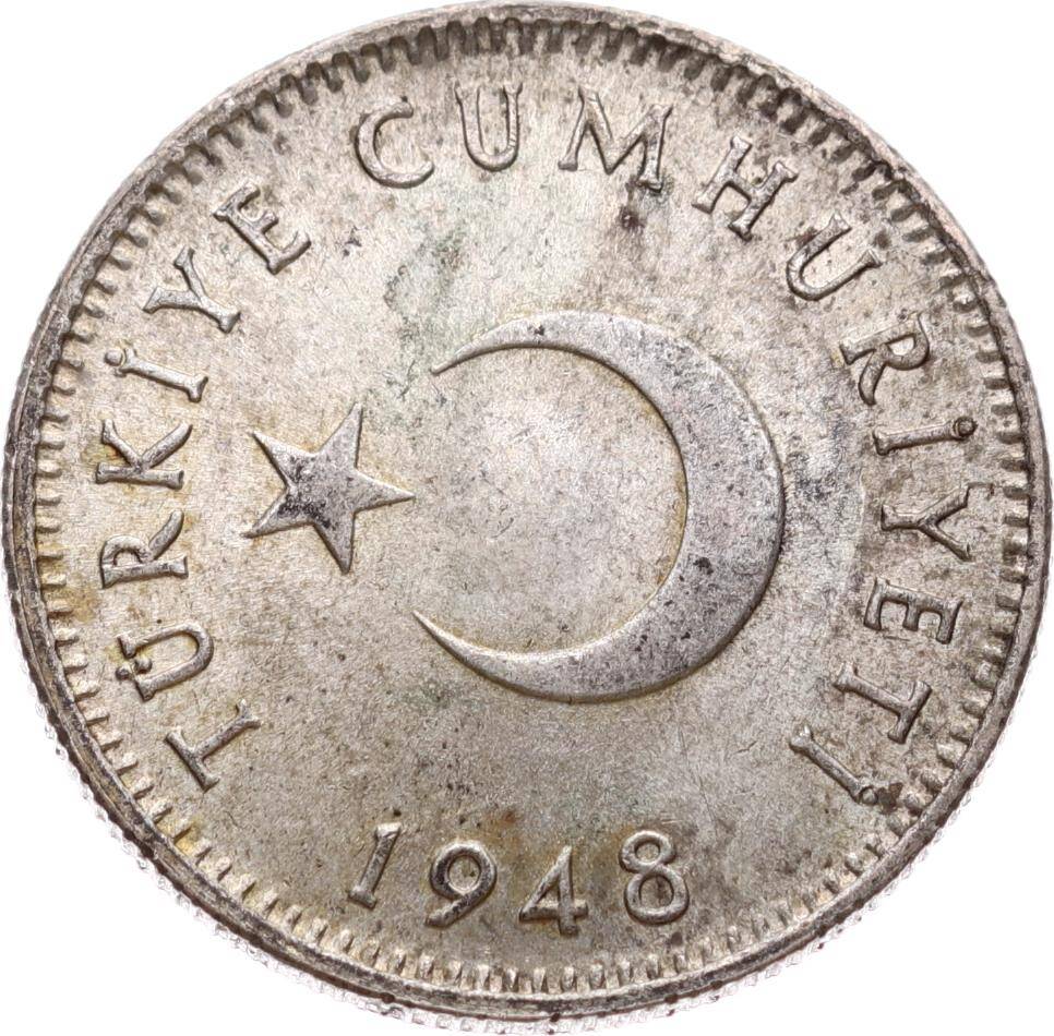 1948 Yılı 1 Lira Gümüş - ÇİL TCM3237 - 2