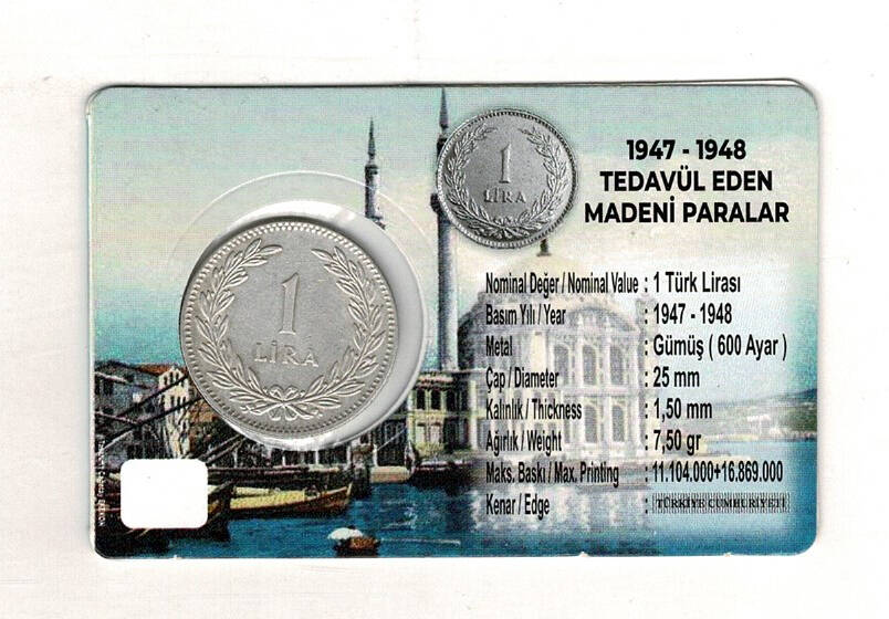1948 Yılı 1 Lira Gümüş *Özel Kitinde* TCM3330 #160 - 1