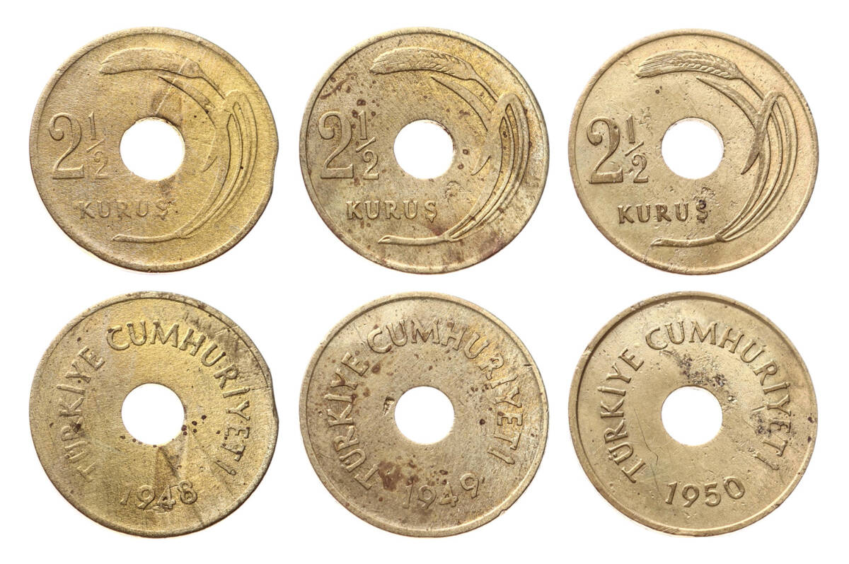 1948/49/50 Yılları Delikli 2/5 Kuruş Seti TCM3351 - 1