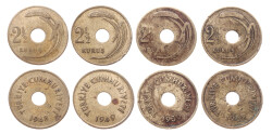 1948/49/50/51 Yılları Delikli 2/5 Kuruş Seti TCM3350 - Gökçekoleksiyon