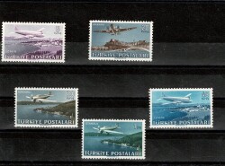 1949 T.C. Sürekli Uçak Pulları - 5, 20, 30, 40 Kuruş ve 1 Lira Damgasız PPT2508 - Gökçekoleksiyon
