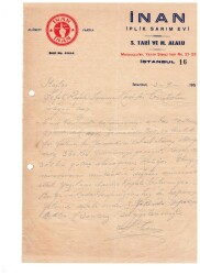 1950 İnan İplik Sarım Evi Antetli Islak İmzalı Mektup EFM(N)961 - 2