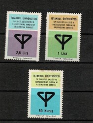 1950'li Yıllar İstanbul Üniversitesi Tıp Fakültesi Yardım Pulu Serisi (3 Adet) PPT2418 - Gökçekoleksiyon