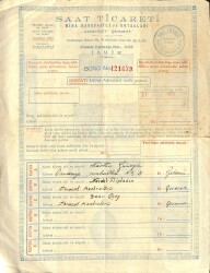 1953 Saat Ticareti, Mina Karavasili Ve Ortakları Komandit Şirketi - Giresuna Kesilmiş Antetli Fatura EFM(N)12103 - Gökçekoleksiyon