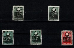 1954 Sürşarjlı Resmi Pullar - İnönü Serisi Üzeri Siyah Sürşarj (5 Adet Tam Seri) PPT2753 - 