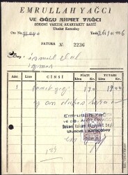 1956 Emrullah Yağcı ve Ahmet Yağcı Sokoni Vakum Akaryakıt Bayi Antetli Damga Pullu Fatura EFM(N)11479 - Gökçekoleksiyon