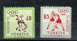 1956 Melbourne Olimpiyatları Güreş Temalı 2 Adet Eksik Seri Pul - Damgasız (MNH) PPT2510 - Gökçekoleksiyon