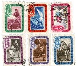 1956 SSCB Melbourne Olimpiyatları Spor Temalı 6'lı Pul Lotu (Damgalı) PPT2839 - 