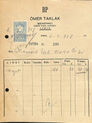 1957 BP Ömer Taklak Benzinci Antetli Islak İmzalı Damga Pullu Fatura EFM(N)12230 - Gökçekoleksiyon