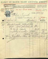 1957 Kağıt Ve Basın İşleri Anonim Şirketi Antetli Islak İmzalı Damga Pullu Fatura EFM(N)12066 - Gökçekoleksiyon