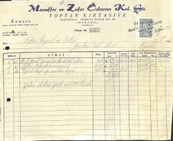 1957 Muzaffer Ve Zafer Özbarn Kol Şti. Toptan Kırtasiye - İrfan Kaymak Antetli Islak İmzalı Damga Pullu Fatura EFM(N)12071 - Gökçekoleksiyon