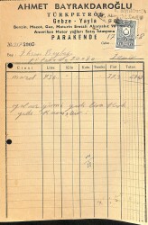 1958 Ahmet Bayrakdaroğlu Türkpetrol - Antetli Damga Pullu Fatura EFM(N)12037 - Gökçekoleksiyon
