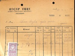 1958 Recep Türe Şehir Garajında Benzinci Akhisar Antetli Damga Pullu Islak İmzalı Fatura EFM(N)12038 - Gökçekoleksiyon