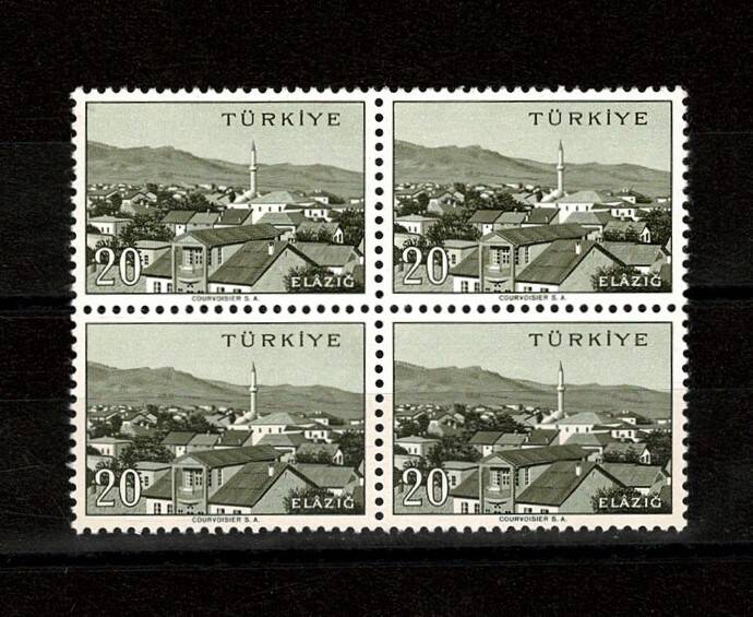 1958/1960 Memleket Serisi **ELAZIĞ** 4' lü Blok Pul Lux/ÇİL PPT2632 - 1