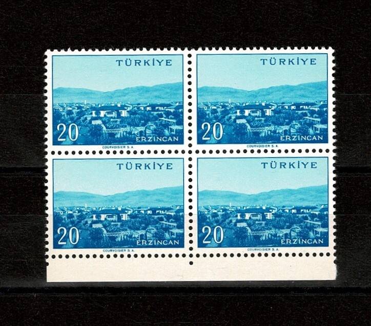 1958/1960 Memleket Serisi **ERZİNCAN** 4' lü Blok Pul Lux/ÇİL PPT2629 - 1