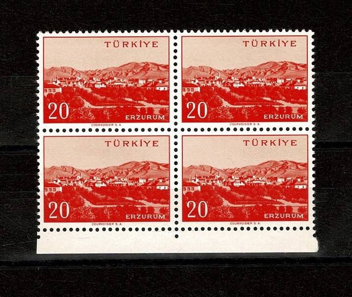 1958/1960 Memleket Serisi **ERZURUM** 4' lü Blok Pul Lux/ÇİL PPT2631 - 1
