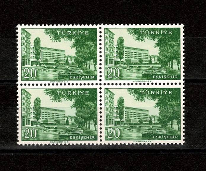 1958/1960 Memleket Serisi **ESKİŞEHİR** 4' lü Blok Pul Lux/ÇİL PPT2626 - 1