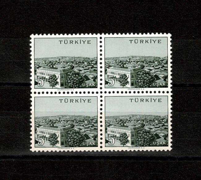 1958/1960 Memleket Serisi **UŞAK** 4' lü Blok Pul Lux/ÇİL PPT2635 - 1