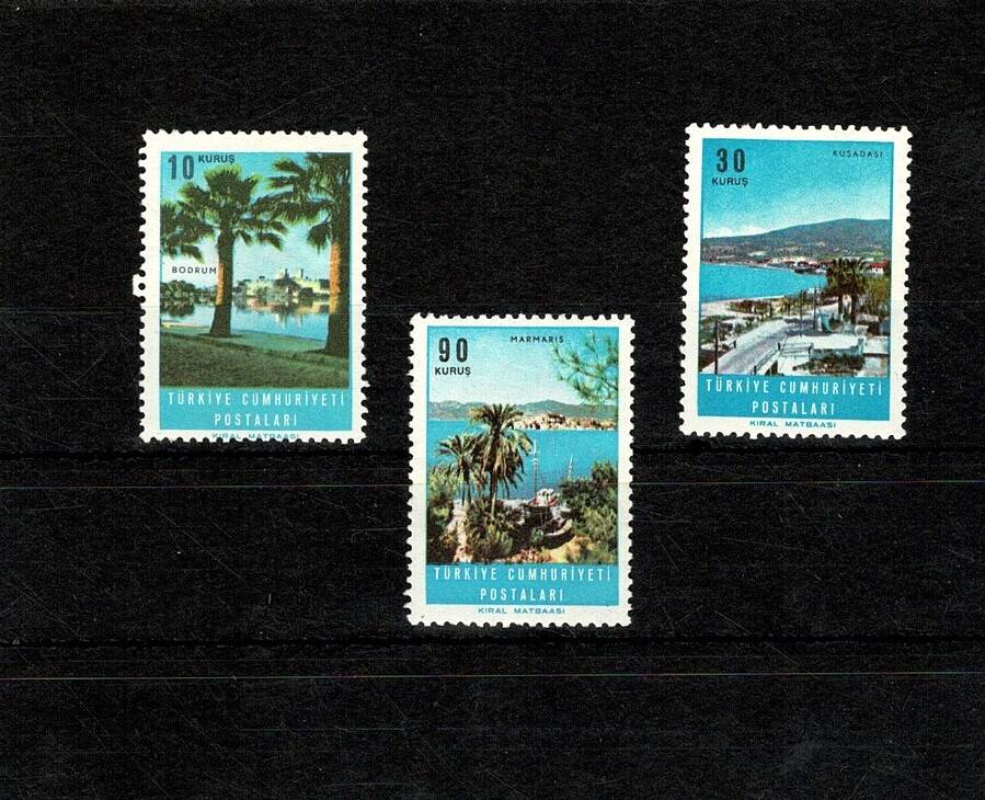 1966 T.C. Turistik Manzaralar Serisi - Bodrum, Marmaris, Kuşadası Damgasız (MNH) PPT2529 - 1