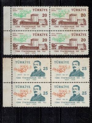 1959 Türk Tiyatrosunun 100. Yılı 4lü Blok Set PPT1353 - 1