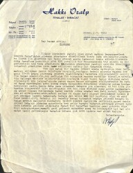 1960 Hakkı Özalp İthalat İhracat - Hasan Sütlaç Antetli İş Yazışması EFM(N)12080 - Gökçekoleksiyon