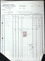 1960 Kutlu Kollektif Şirketi Orhan Kutlu Ve Ortakları Antetli Damga Pullu Fatura EFM(N)11581 - Gökçekoleksiyon