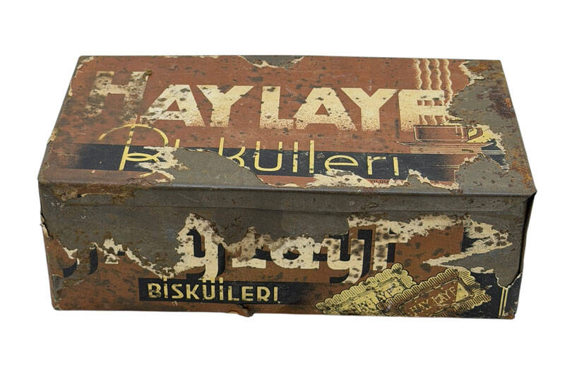 1960's Haylayf Bisküileri Boş Teneke Kutu AOB5450 - 2
