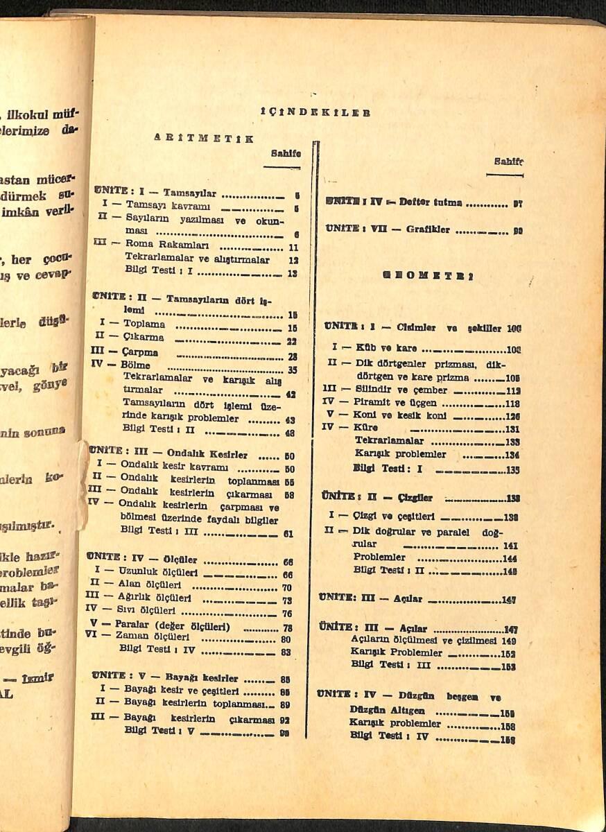 1960's İlkokul 4.Sınıf Matematik Ders Kitabı NDR100997 - 2