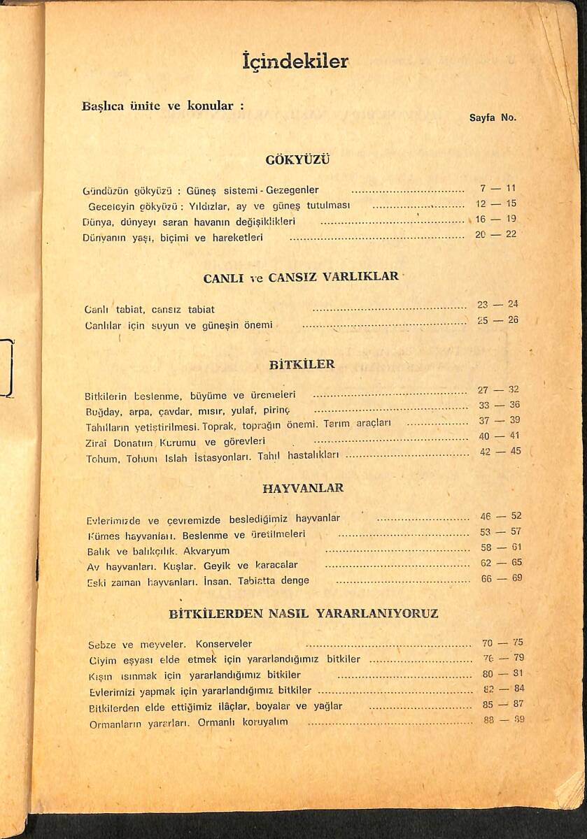 1960's İlkokulda Tabiat Bilgisi Ders Kitabı NDR100993 - 2