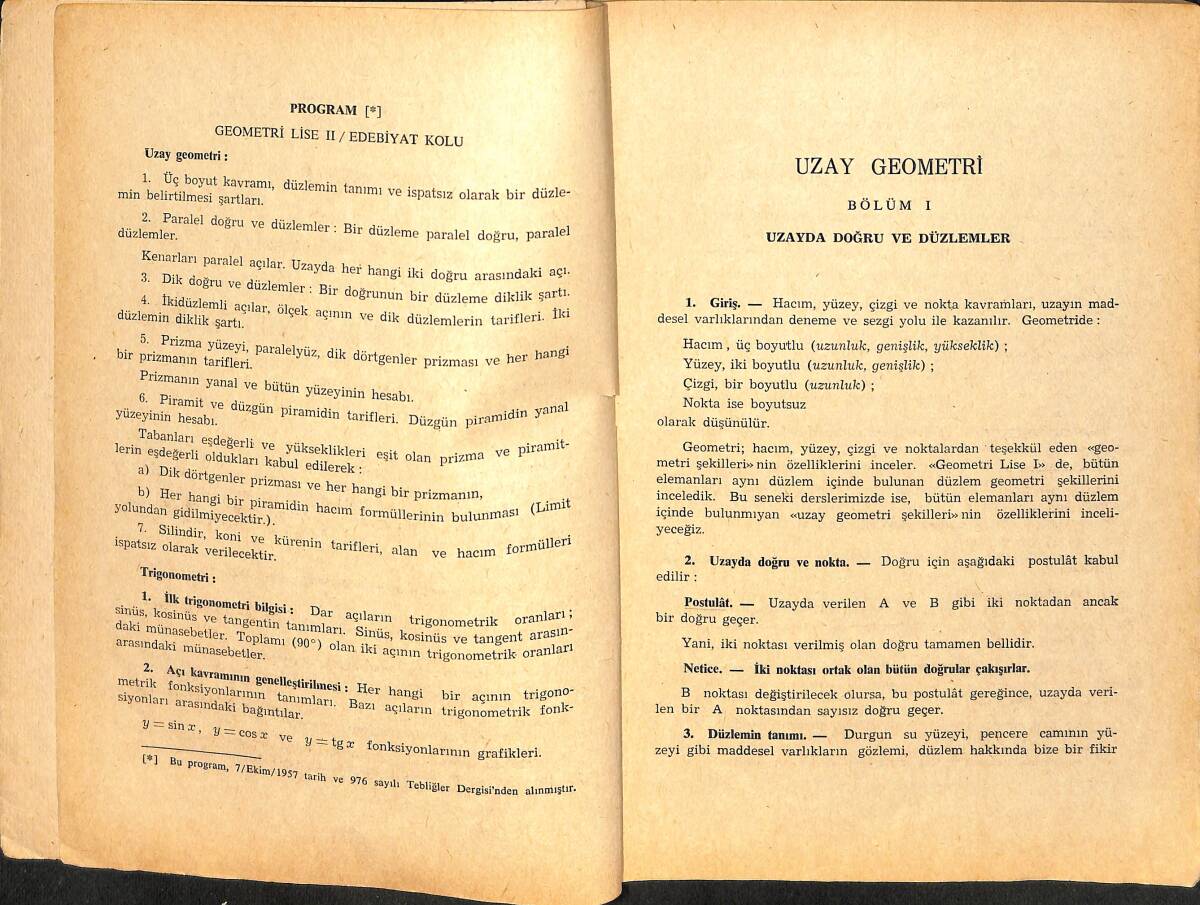 1960's Lise II.Sınıf Geometri Ders Kitabı NDR101003 - 2