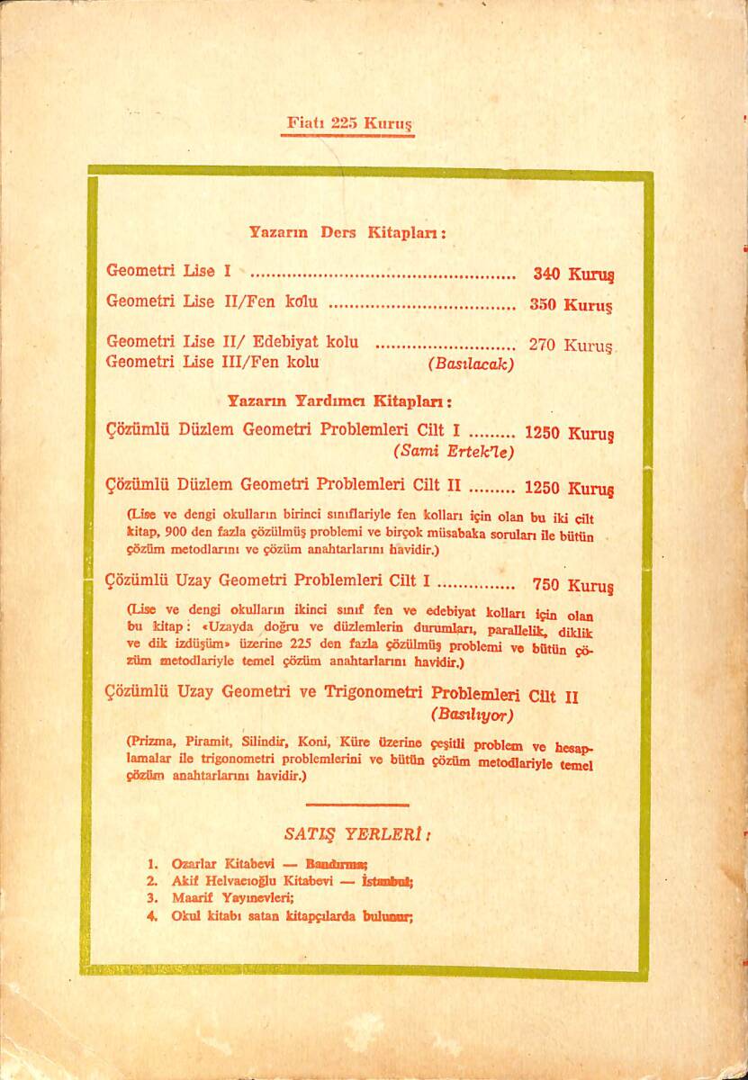1960's Lise II.Sınıf Geometri Ders Kitabı NDR101003 - 3