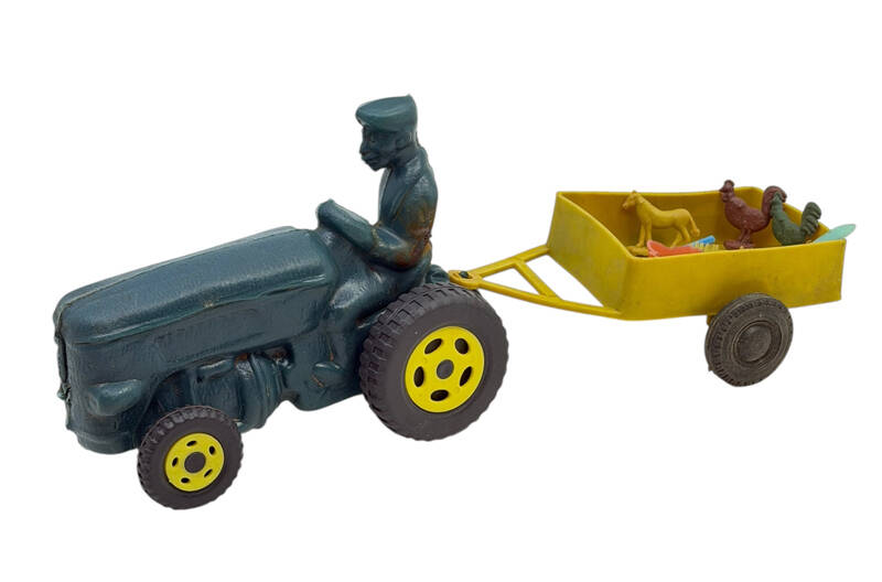 1960's Üfleme Plâstik Oyuncak Römorklu Traktör AOB5088 - 1