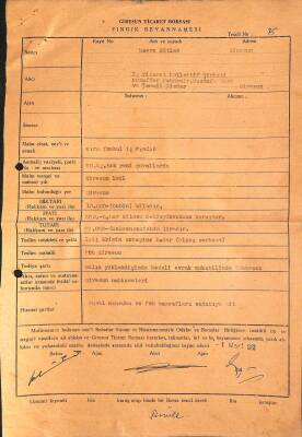 1961 Yılı Giresun Ticaret Borsası Fındık Beyannamesi ( Hasan Sütlaç ) EFM(N)9980 - 2