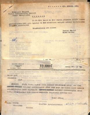 1961 Yılı Hakkı Özalp Hasan Çebi Fındık Yazışmaları EFM(N)9984 - 1