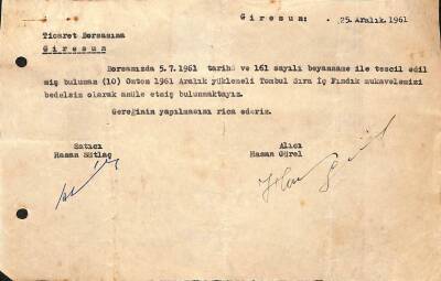1961 Yılı Ticaret Borsası Fındık Mukavele Yazışmaları EFM(N)9981 - 2