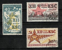1962 Çekoslovakya Komple Tam Seri - 12. Komünist Parti Kongresi Propaganda Pulları PPT2803 - 